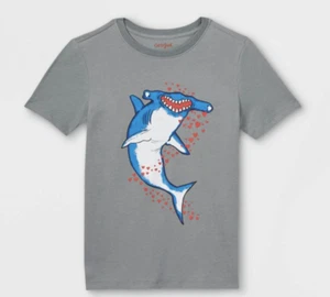 NWT Cat & Jack Kids Boys Hammerhead Shark Graphic Short Sleeve T-Shirt, Gray - Picture 1 of 3