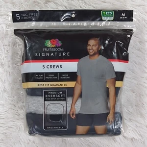 Men's Fruit of the Loom Signature Super Soft 5-pack Crewneck Tshirts Size Medium - Picture 1 of 3