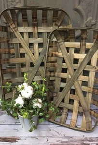 Wooden Tobacco Baskets Wood Set/2 Farmouse - Picture 1 of 3