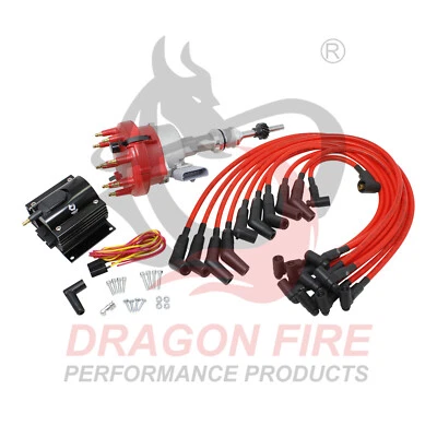 DRAGON FIRE Ignition Distributor Coil & 10mm Wires for 1985-1993 Ford 5.0L V8 - Image 1 of 4