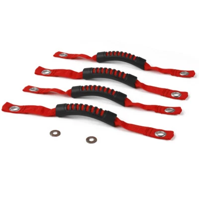 4Pc/set Grab Handles Roll Bar Grip Hand Holder Fit Jeep Wrangler JL 2018+ (Red) Foto 1 de 4
