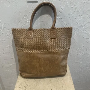 Auth BOTTEGA VENETA Woven Large Brown Tote Shopper Purse Shoulder - Picture 1 of 18