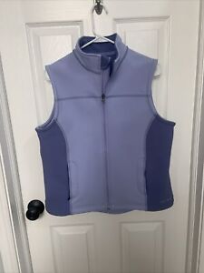 LL Bean Women's Vest Jacket size Medium Fleece lined Nylon Full Zip Blue