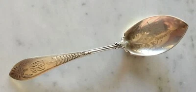 Antique Gorham Sterling Silver .925 Palm Engraved Bright Cut Citrus Spoon Foto 1 de 4