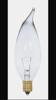 Satco S3868 12V Candelabra Base 25-Watt CA10 Light Bulb, Clear - Image 1 of 4