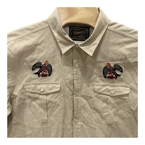 Howler Bros Gaucho Hemd Herren XL hellbraun Fregatten Vogel Stickerei Perlen Druckknopf Western - Bild 1 von 6