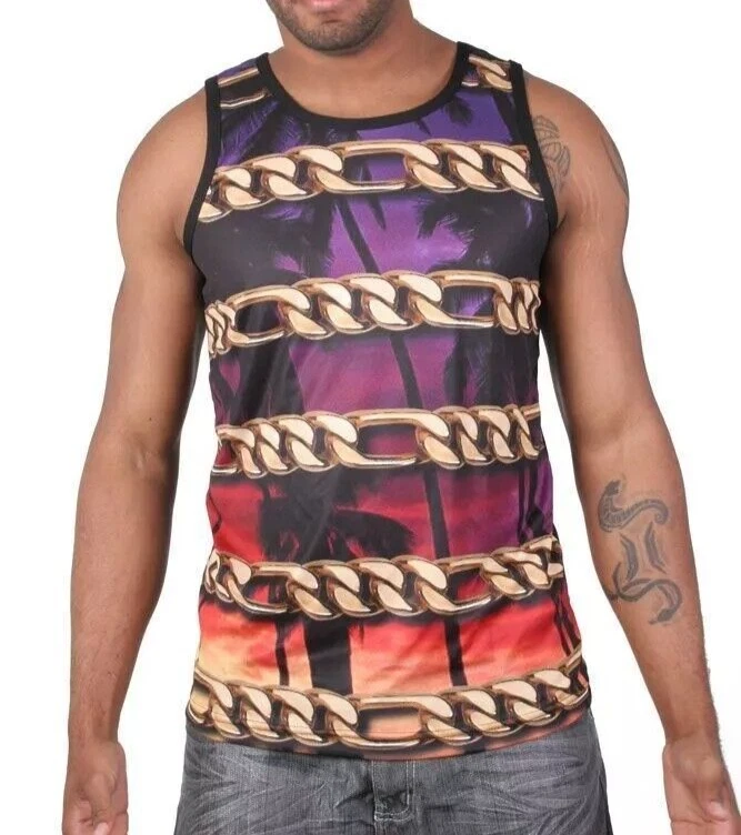 FAMOUS STARS AND STRAPS Canotta UOMO "Chain Coast" T-Shirt TEE Maglietta NEW S - Imagen 1 de 1