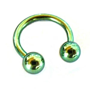 Horseshoe Ear Lip 14 Gauge 1/2" 5mm Balls Titanium IP Green * - Picture 1 of 4