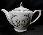 Vtg. Lefton China 25th Wedding Silver Anniversary Teapot Porcelain Hand Painted