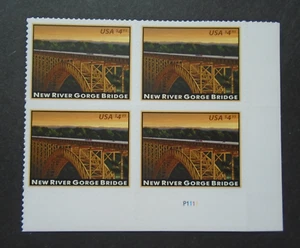Sc # 4511 ~ Plate # Block ~ $4.95 New River Gorge Bridge Priority Mail Issue - Picture 1 of 1