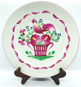 Plato antiguo Chanteclerc rojo, Luneville, Francia finales del siglo XIX; pájaro pre K&G - Imagen 1 de 7