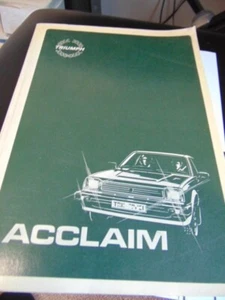 TRIUMPH ACCLAIM REPAIR WORKSHOP MANUAL AKM4967 1st EDITION 1981 - Picture 1 of 3