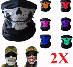 2 pcs Halloween Balaclava Face Mask Scarf Neck Skull Halloween Fishing Biker - Picture 1 of 8