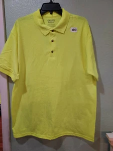 Men Large Polo Gildan Collar Blank Safety Green/Yellow T-Shirt 50/50 Blend--New! - Picture 1 of 2