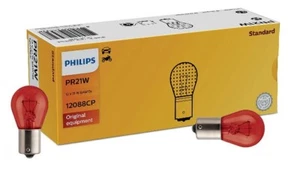 2 x Philips Light Bulb PR21W 12V 21W BAW15s RED 12088CP Lamp (BSI Code 782) - Picture 1 of 5
