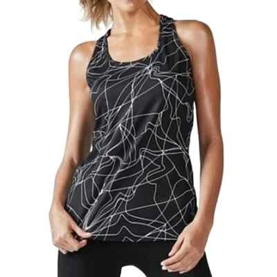 Fabletics Black/White Printed Mesh Trim Racerback Tank Sz M NWOT Gym Gift Travel - Image 1 of 4