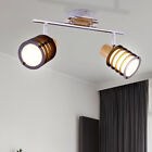 Glas Decken Lampe beweglich Chrom Flur Ess Zimmer Beleuchtung Spot Leuchte Holz