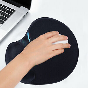 Black Anti-Slip Mouse Pad Mat Matt with Gel Wrist Support For PC Macbook Laptop