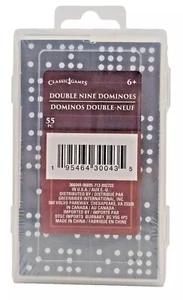 Double Nine Dominosteine schwarzes Set 55-teilig mit Kunststoffetui klassische Spiele - Bild 1 von 6
