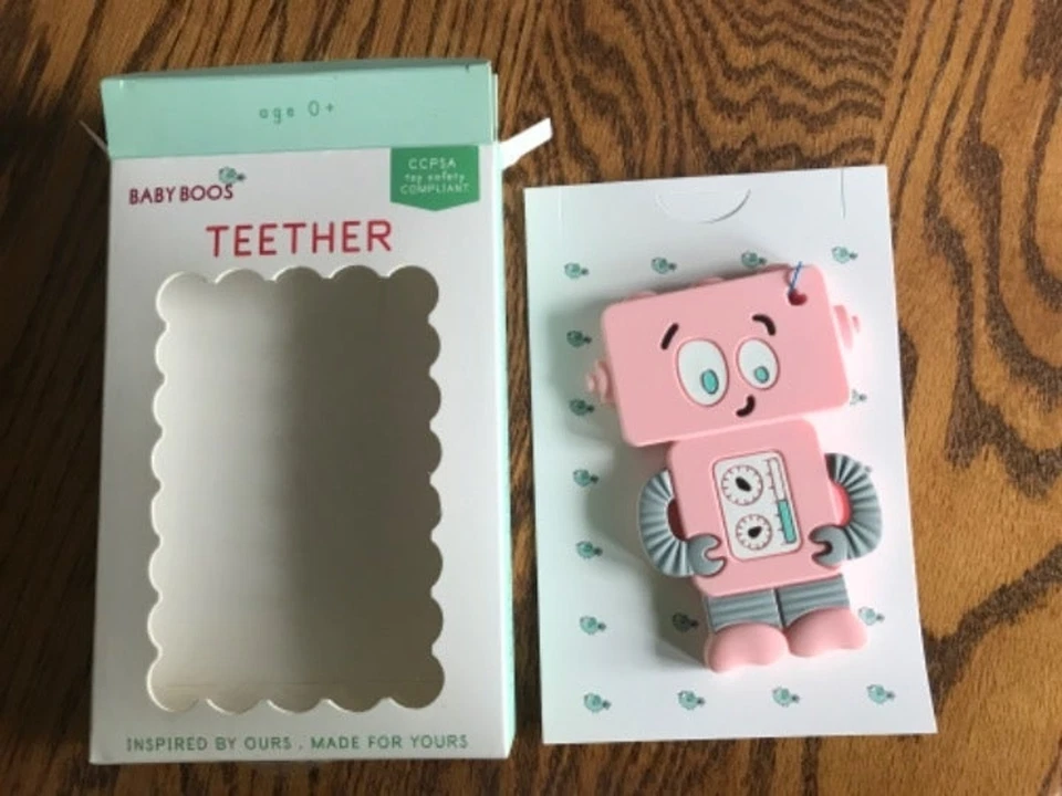 Baby Boos Pink Silicone Robot Teether - Image 1 of 2