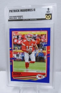 2020 Panini Donruss Patrick Mahomes II Blue Press Proof #1 Golden Mint 9 - Bild 1 von 2