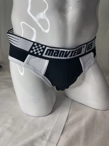 Manview Jock Brief Sz XL Black & White Sexy Gay RARE - Picture 1 of 3