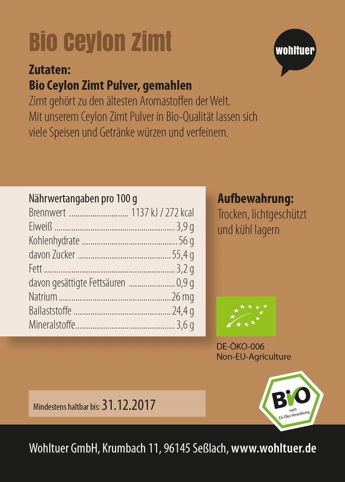 BIO Ceylon Zimt gemahlen – Zimtpulver I LECKER UND GESUND I 100% reines Natur... - Bild 1 von 1