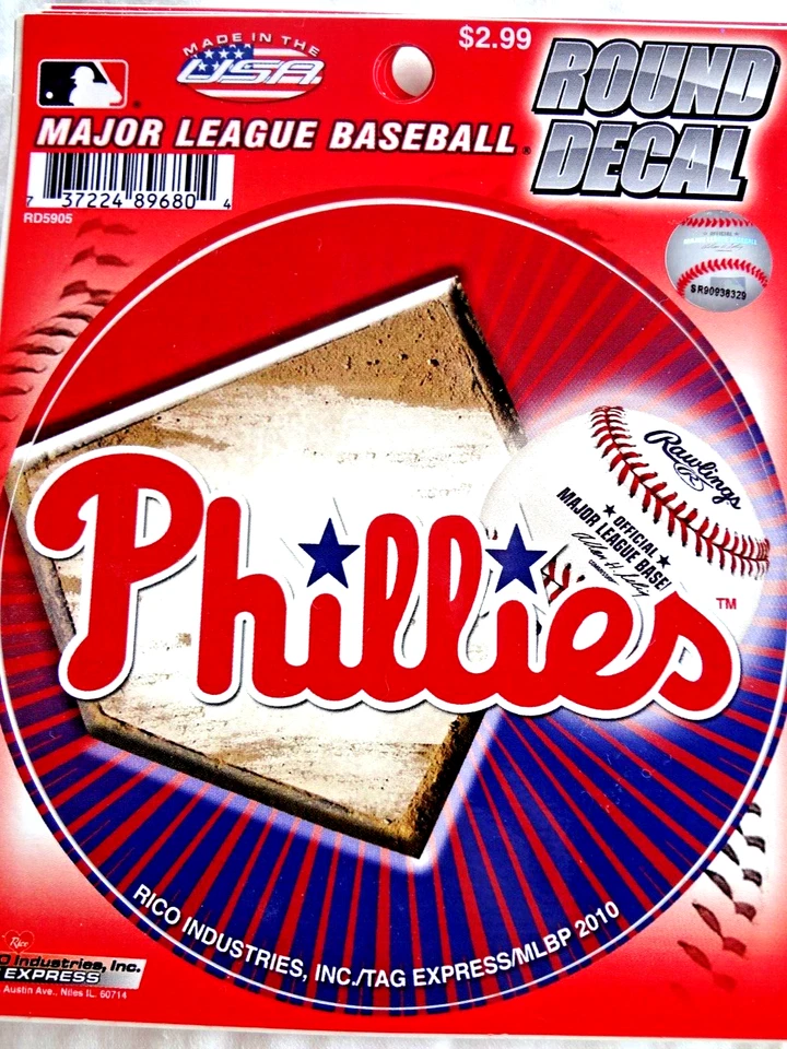 MLB PHILADELPHIA PHILLIES 4.5 "Dia CUT STATIC DECAL CAR HOME  WINCRAFT - Image 1 of 1