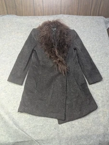 Vintage Steve And Searle braun Pelzkragen Mantel Jacke Größe 12 90er Y2K klassisch - Bild 1 von 9