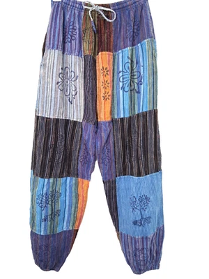 Patchwork Cotton Joggers Size Medium Pockets Gypsy Festival Hippie Golbin Boho - Image 1 of 4