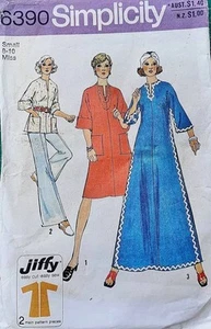 SIMPLICITY 6390 1970’s Caftan Dress & Top Sewing Pattern - Size SMALL. - Picture 1 of 1