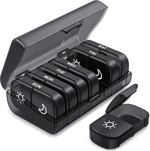 XL Weekly Pill Organizer 2 Times a Day, Pill Box 7 Day with One-Side Large Openi - Picture 1 of 8
