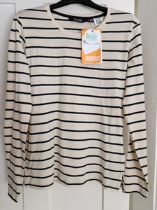 Regatta Outdoors Ladies Size 10 Long Sleeve T Shirt. Cream/Navy Stripe. BNWT - Picture 1 of 5