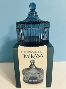 Celebrations By Mikasa Crystal Covered 4” Blue Trinket Dish~Open Box - Picture 1 of 13