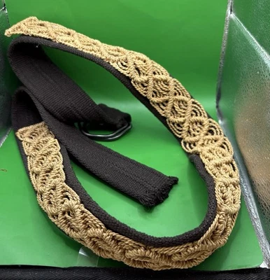 Ремень макраме белый и коричневый регулируемый L ручная работа 45 дюймов - Изображение 1 из 4