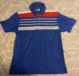 Ben Hogan Performance Golf Polo Shirt Top Large Mens Blue Grey Red Stripes - Picture 1 of 6