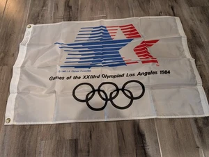 VTG 1984 Games of The XXIIIrd Olympiad Los Angles Official Olympic Flag 35" x22" - Picture 1 of 9