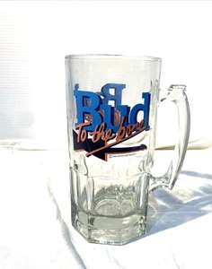 Tazza Birra Libbey Stein Vetro Trasparente 1L Budweiser Grande Pesante Bud to the Bone 1994 - Foto 1 di 10