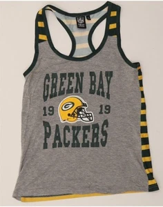 NFL Womens Green Bay Packers Graphic Vest Top UK 12 Medium Grey Striped DC28 - Picture 1 of 3