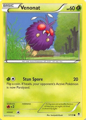 Venonat 1/119 XY - Phantom Forces Pokemon 007977 - Image 1 of 2