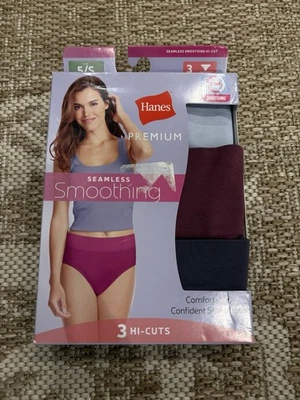 Nuevas bragas Hanes Premium suavizantes sin costuras de corte alto - Paquete de 3, talla 5 pequeñas Foto 1 de 4
