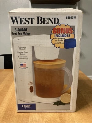 NOVA máquina de chá gelada West Bend 3 quartos grande 68003 jarro tampa amarela EUA - Imagem 1 de 4