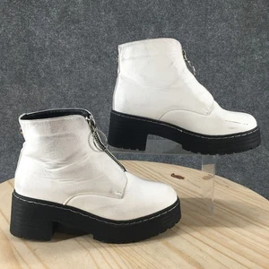 Seven7 Botas Mujer 9 Zoe Botines Blanco Imitación Cuero Frontal Cremallera Suela - Imagen 1 de 20