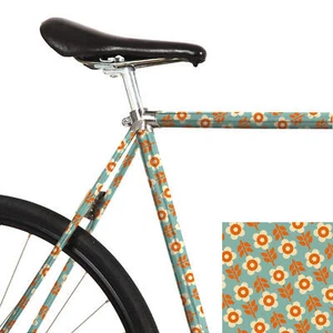 MOOXIBIKE Fahrrad Folie Türkis Grün Retro Blumen Muster Bike Sticker Aufkleber - Bild 1 von 5