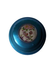 Vintage Aluminum Music Box Trinket Box Floral Top Plays - Picture 1 of 11