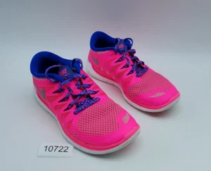Nike Free 5.0 (GS) Girl's Size 4Y Running Shoes Hyper Pink Metallic Silver Royal - Picture 1 of 12