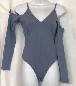 lover's friends Body Suit Top Slate Blue Cold Shoulder Long Sleeve Nwt Size S - Picture 1 of 6