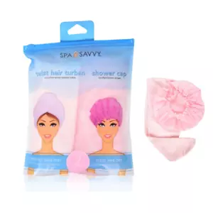 SPASAVVY HAIR CARE DUO | TURBANTE DE MICROFIBRA Y GORRO DE DUCHA | 3 COLORES DISPONIBLES - Imagen 1 de 6