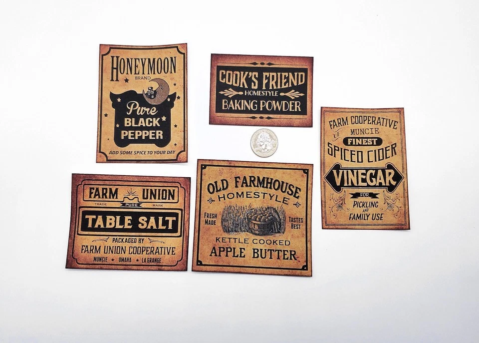 5-Primitive-Farmhouse-Country-Rustic-Grubby-Pantry-Farm-Kitchen-Labels-Stickers - Image 1 of 1