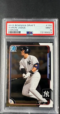 2015 Bowman Draft Chrome Sky Blue Refractor #150 Aaron Judge PSA 9 - Image 1 of 2